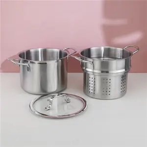 Wholesale High Quality Restaurant Home Serving Stainless Steel Pasta Spaghetti Pots Cookware Set Cooking Pot