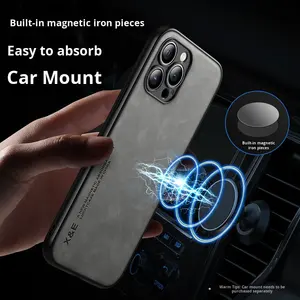 Étui de luxe YLXZ en cuir de mouton magnétique, fin, antichoc, <span class=keywords><strong>tout</strong></span>-en-un, pour hommes d'affaires, compatible iPhone 17/16/15/14/13 Pro avec protection d'objectif - Product Image 5