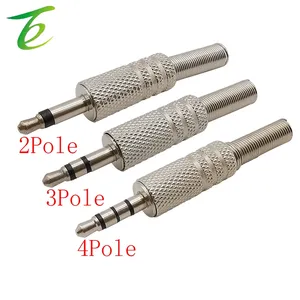 1Pcs Metal Solder Type 3.5mm 2/3/4 Pole Audio Plug Headphone Repair Male Jack Mono/Stereo Connector with Spring Tail