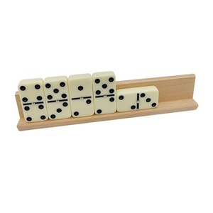 Jeu de dominos géants en bois double 6 pour adultes - 4 supports/plateaux et 28 tuiles - Étui de transport portable - Jeu de société familial - Product Image 2