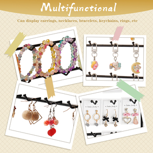 PENOBON Présentoir à bijoux en fer à 4 niveaux avec 24 crochets Design moderne et élégant 27x7.5x36cm Stockage de boucles d'oreilles et de colliers - Product Image 5