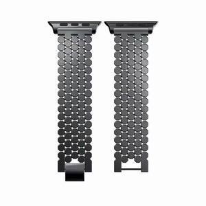 Bracelet de montre en métal pour Apple Watch, design en maille de 20 mm, boucle à pression, noir, argent, or, or rose - Product Image 1