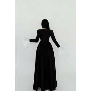 Vestido de Gala Negro de Lujo Elegante Tallas Grandes XL, Corte A con Abertura, Silueta Recta, Estilo Imperio para Mujer, para Fiesta de Graduación, Estampado 3D, Largo hasta el Suelo - Product Image 1