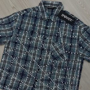 Oversize manica corta Boxy Fit tutto su di cristallo da <span class=keywords><strong>uomo</strong></span> Baggy Cropped botton up produttore Plaid Checker <span class=keywords><strong>camicia</strong></span> di flanella - Product Image 2