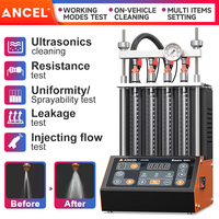 ANCEL ANJ400 - Probador y Limpiador de Inyectores de Combustible GDI EFI MPI de 4 Cilindros, Máquina Ultrasónica con Prueba de Pulverización y Detección de Fugas