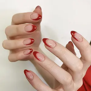 Decorazione di vendita calda Nail Art forma di mandorla copertura completa stampa su unghie unghie finte francese