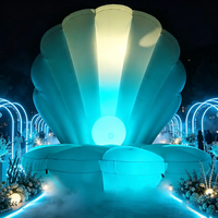 Elegante concha de OSTRA inflable con perla LED brillante para eventos de fiesta, cabina de DJ inflable y fondos de boda