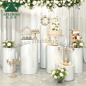 Supports à fleurs de décoration de mariage en acrylique blanc simple de taille personnalisée - Product Image 1
