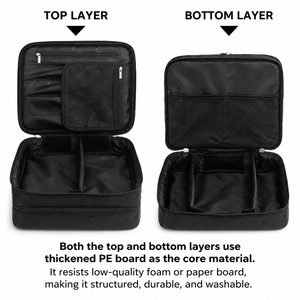 GORFIA Nylon Quilted Diamond Pattern <b>Case</b> Luxury Vintage Style Customized Black Portable Travel <b>Makeup</b> Bags Women Beauty Box - Product Image 6