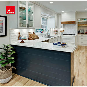 Allandcabinet White Lacquer Mdf Board Small Area Shaker Door Muebles de cocina con Shiplap Hood Armario de vidrio para casa remodelada - Product Image 1