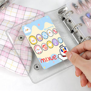 Organisateur de faux ongles A8 à 3 trous, collection de classeurs en PVC transparents, vide, pour le rangement et l'exposition des faux ongles, avec ruban adhésif pour ongles - Product Image 4