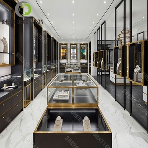 Vitrina de Exhibición de Joyería de Lujo en Dorado, Mesa de Venta con Iluminación LED, Material Metálico, Diseñada para Mostrador de Joyería Exclusiva - Product Image 3