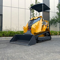 Mini Compact Skid Steer Loader Tipe Ride-on dengan Hidrolik Tambahan Bersertifikasi CE untuk Pekerjaan Kebun Perkebunan, Skid Steer Track Kecil