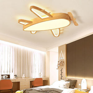 Plafonnier en forme d'avion en bois pour chambre d'enfant 44W 86W 48cm 66cm Luminaire domestique LED Protection des yeux Lumière de chambre à coucher - Product Image 3