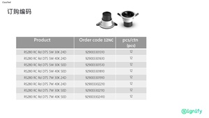 Projecteur à <span class=keywords><strong>LED</strong></span> <span class=keywords><strong>PHILIPS</strong></span> Anti-éblouissement UGR<13 RS280 RC RD D75 5W 7W 3000K/4000K 24D 50D ajuster - Product Image 6