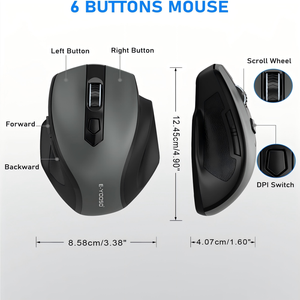 Беспроводная мышь 2.4G с большой областью покрытия, 5 уровней DPI до 4000, эргономичная оптическая, для больших рук, офисная, компьютерная мышь 2.4G - Product Image 6