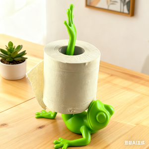 Portarotolo Carta Igienica a Forma di Rana Divertente, Autoadesivo Multifunzione, Colore Personalizzabile, Organizzatore per Bagno e Cucina con Occhi Espressivi - Product Image 6