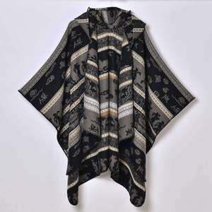 Chal Grueso de Jacquard para Mujer, Otoño Invierno, Nuevo, Cálido, con Capucha, Estilo Étnico - Product Image 2