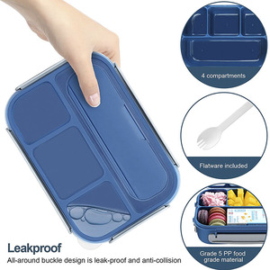 กล่องเบนโตะสำหรับผู้ใหญ่ กล่องอาหารกลางวันแบบมี 4 ช่อง พร้อมช้อนส้อม - Product Image 2