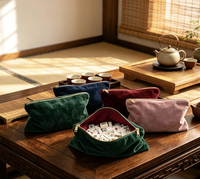 Pochette de rangement portable et pliable en velours de luxe premium pour 4 joueurs de Mahjong, avec fermeture éclair et logo personnalisé
