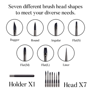 Ensemble de pinceaux d'artiste premium à manche interchangeable, 7 têtes interchangeables, kit de pinceaux de voyage assemblés pour l'aquarelle - Product Image 4