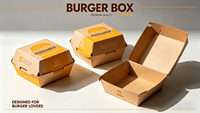 Boîte à burger jetable empilable, conteneur alimentaire multi-usages pour les frites, les snacks, les plats à emporter, vente en gros pour restaurants