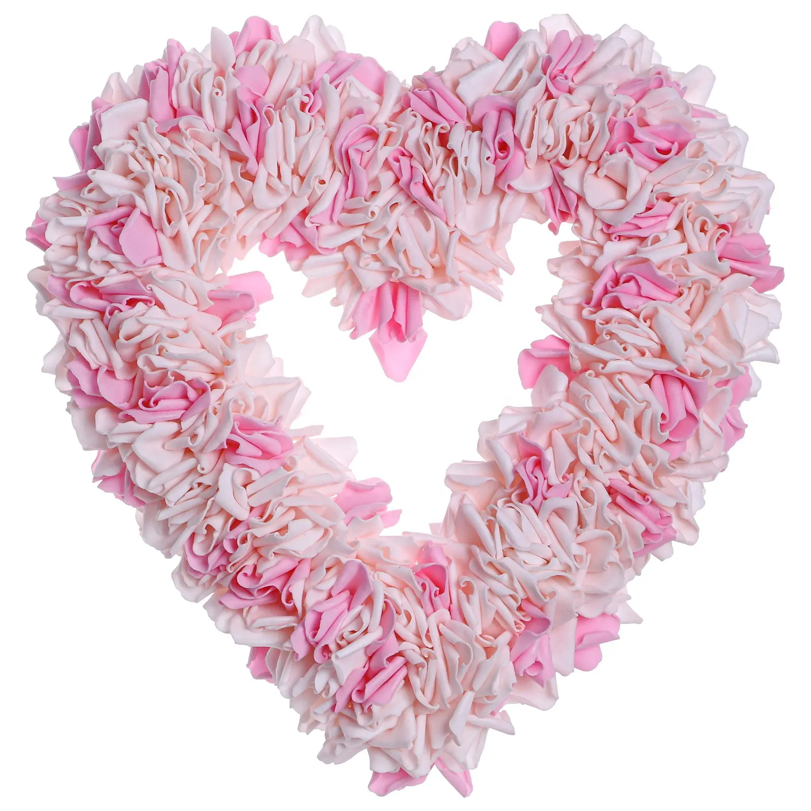 Herzförmiger Kranz floral rosa künstliche Rosengirlande Türkorn für Zuhause Hochzeit Valentinstag Dekoration