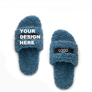 Pantofole in Pelliccia Sintetica Multicolore per Donna, Personalizzabili con Logo, Stile Coreano, <span class=keywords><strong>Blu</strong></span>, per Interni - Product Image 1