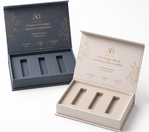 Custom Luxury Magnetic Perfume Packaging Box with Gold Foil Finish&<b>EVA</b> Insert for Fragrance Sample Set - Product Image 1