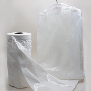 Custom laundry cloth dust cover dry cleaning plastic poly packaging garment bag transparent clear plastic garment cover bag roll