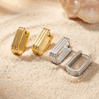 Pendientes de Aro Minimalistas de Acero Inoxidable, Chapados en Oro Real de 18K, Resistentes a la Decoloración, Versátiles, de Lujo Ligero y Alta Gama