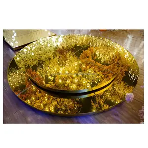 Wedding Gold Mirrored Dance Floor Party Stage Platform Acrylic Stage With Steps For Event Wedding