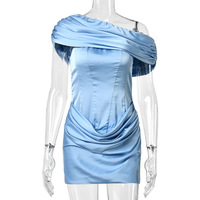 Robe Courte Femme Asymétrique Drapée en Satin de Soie Style Corset – Tenue Sexy pour Mariage, Cocktail ou Soirée – Personnalisation OEM
