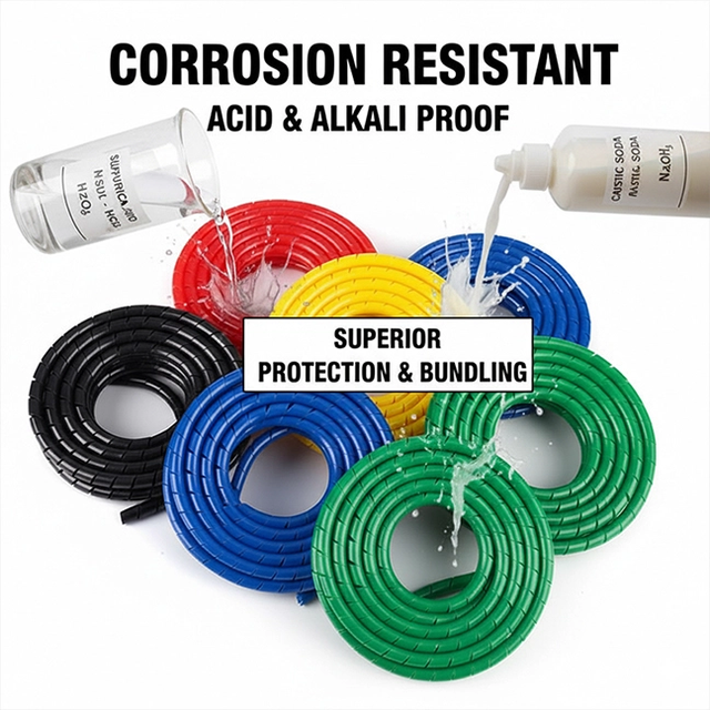 FYX Black PE Cable Sleeves Natural Spiral Wrap Tube Band Wire Wrapping Sleeves for Line Arrangement Protective Cable Sleeves