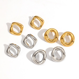 Geometric Stainless Steel <b>Stud</b> Earrings Irregular Circle <b>Titanium</b> Steel Fashion Elegant Earrings For Women - Product Image 4