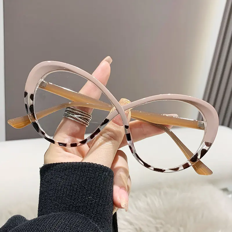 Fashion Eye Glasses For Women 2024 Cheap Computer Reading Glasses Cat Eyes Anti Blue Light