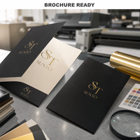 Brochure de marque en carton estampé à chaud, impression numérique, matériau personnalisé pour le marketing de marques de luxe et l'utilisation en vente au détail, faible MOQ