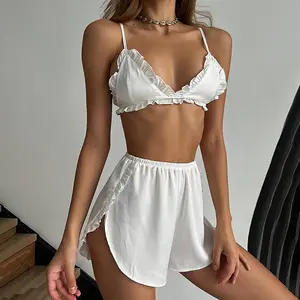 Bộ đồ ngủ satin cao cấp RTS dành cho nữ, gợi cảm, 2 mảnh, kiểu cami không tay, đồ ngủ quyến rũ, đồ lót satin gợi cảm dành cho nữ - Product Image 1