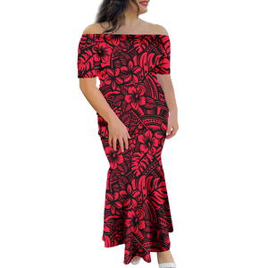 Robe longue de forme sirène, tenue de soirée élégante, épaules dénudées, à la mode, style polynésien, <span class=keywords><strong>tatouage</strong></span>, nouvelle collection - Product Image 6