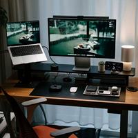 SAMDI Support Ergonomique en Noyer pour Ordinateur Portable et Moniteur – Rehausseur de Bureau et Studio en Bois