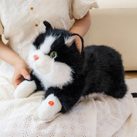 Vente en gros de jouets en peluche sur mesure, animal de ferme en peluche de simulation, chat en peluche avec perles, animal de chat réaliste musical avec son