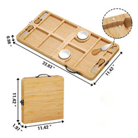 Planche à découper carrée pliable en bambou portable WanuoCraft, ensemble de charcuterie multifonctionnel, 4 cm d'épaisseur, pour collations/fruits/fromages