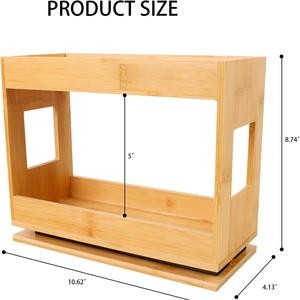 Bamboo <b>Spice</b> <b>Rack</b> Double Layer Pull Out Removable Storage Kitchen Cabinet Organizer Rectangle Standing Type True Colors - Product Image 3
