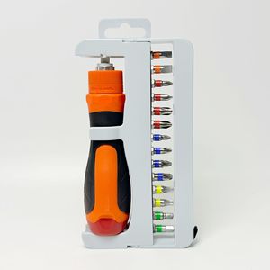 Jeu de tournevis à cliquet 16-en-1 LXRS1601 avec embouts en acier au vanadium coloré, support magnétique pliable, outil manuel métrique - Product Image 1