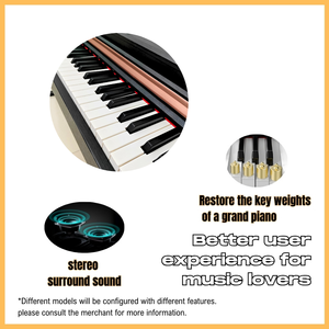 Piano digital de 88 teclas con chip de Taiwán, auriculares duales, USB e interfaces de audio, 800 tonos, 600 ritmos, grabación y metrónomo - Product Image 3