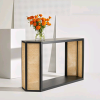 Meubles de salon Combohome Table console rectangulaire de couloir en bois et rotin design moderne
