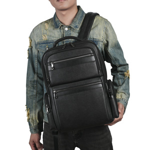 Men's Casual <b>Backpack</b> Black Large Capacity Laptop <b>Compartment</b> Shoulder Straps Solid Color Everyday Outfits - Product Image 1