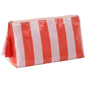 Grande trousse de toilette imperméable en PVC, grande capacité, fermeture éclair, impression personnalisée, rayée, pochette de rangement pour maquillage - Product Image 6