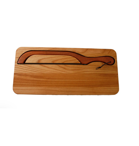Ensemble de découpe de pain en bois massif au design unique, planche à découper et trancheuse naturelles, pour droitiers, utilisation en cuisine - Product Image 1