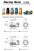 M12X1.5 M12X1.25 M14X1.5 Écrou de roue en acier forgé Tuner Lug Nuts Anti Theft Auto Parts Zingué Léger MANGU
